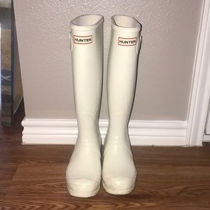Tall White Hunter Rain Boots